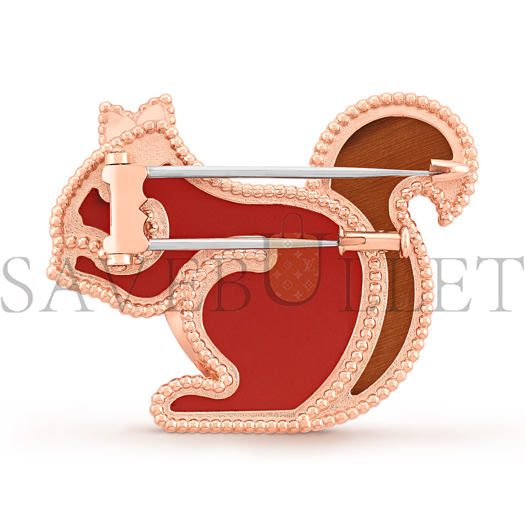 VAN CLEEF ARPELS LUCKY ANIMALS SQUIRREL CLIP - ROSE GOLD, CARNELIAN, ONYX, TIGER EYE  VCARP2AT00